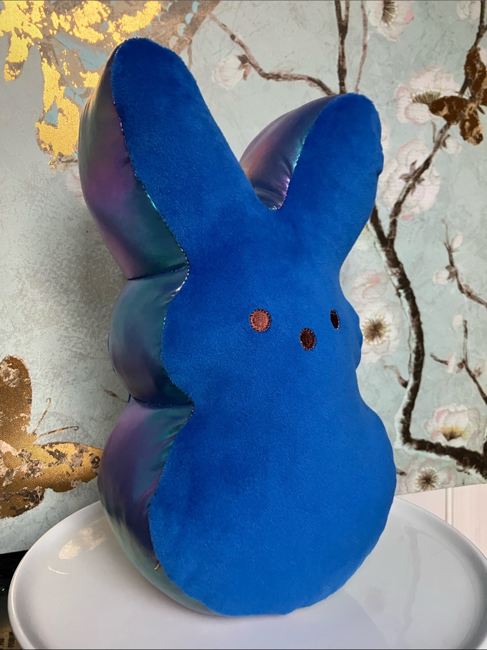 Peep Bunny Plush Blue Pillow Stuffie With Color Shifting/Changing Sides